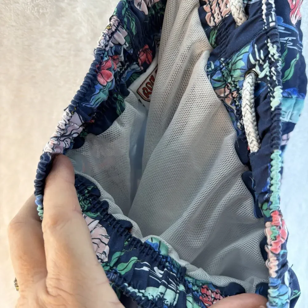 Ron Jon Surf Shop Mens Size XXL 2XL Blue Tropic Floral Lined Swim Trunks Shorts